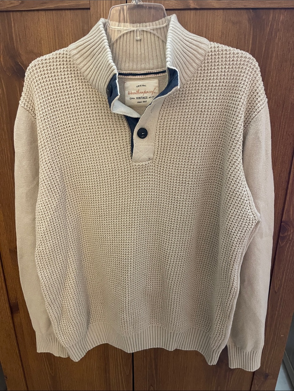 Weatherproof Men's Cream Zip-Neck Knit Sweater